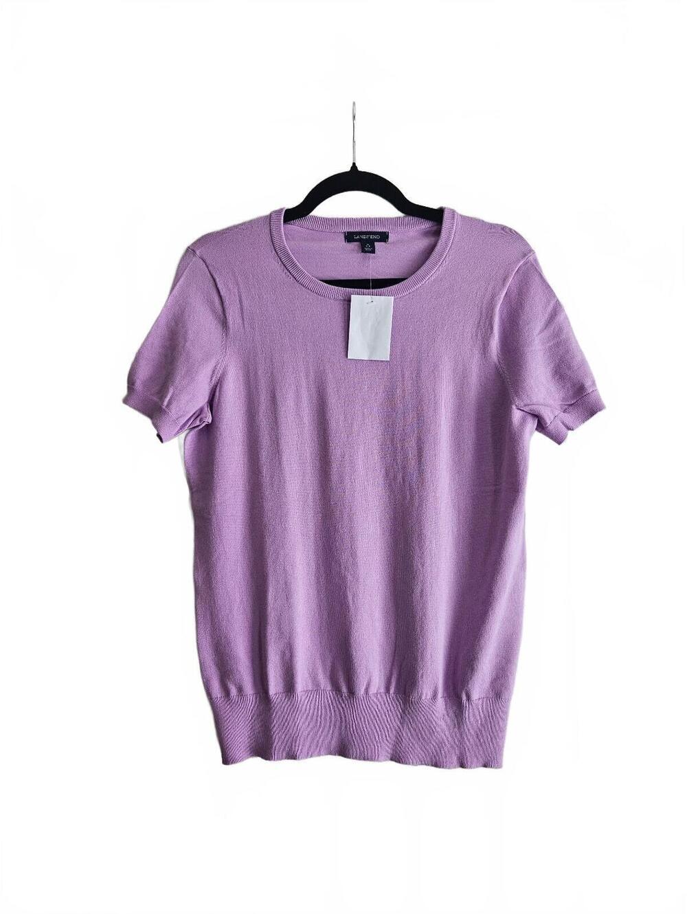 Lands' End Short-Sleeve Fine Gauge Crewneck Pullover-Size S-Capsule Wardrobe-NWT